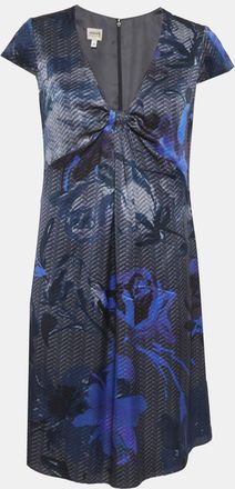 Armani Blue Printed Satin Short Dress