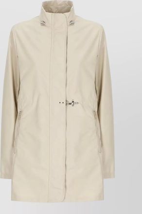 Fay high neck long waterproof jacket adjustable waist