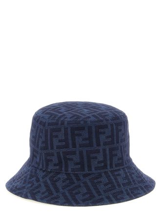 Fendi Logo-Embroidered Denim Bucket Hat - Navy