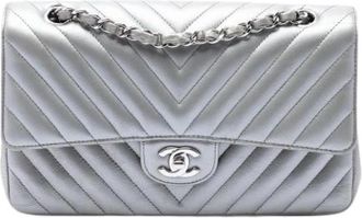 Chanel Pre-owned Double Flap Schoudertas - Dames - Vintage Schoudertas - Grijs - ONE Size - Leer - Vintage