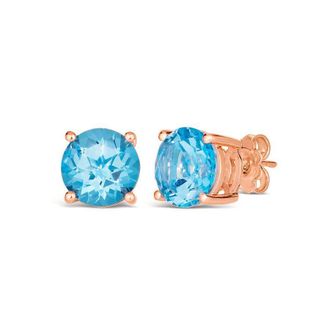 Le Vian Ladies Ocean Blue Topaz Earrings set in Silver with Strawberry Gold