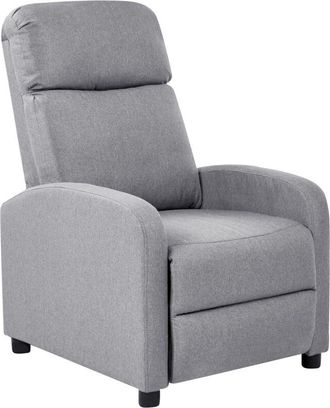 Beliani Sill&oacute;n Reclinable Ergon&oacute;mico De Lino Sint&eacute;tico Respaldo Y Reposapi&eacute;s Ajustables Estructura De Madera Gris Eminence