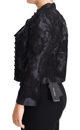 Dolce & Gabbana Womens Black Lace Sheer Corset Organza Silk Jacket Clothing