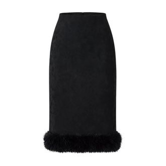 Access Fashion Gonna midi con orlo in ecopelliccia - - Skirts - Donna - Nero - 3XL