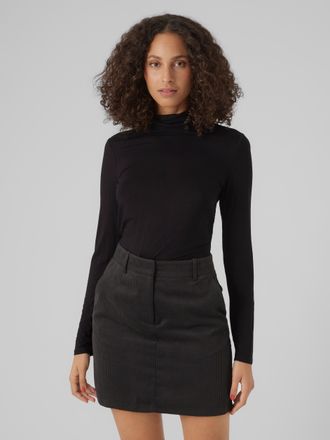 Vero Moda Langarmshirt VERO MODA VMALBERTE LS ROLLNECK TOP JRS NOOS, Damen, Gr. M, schwarz, Jersey, Obermaterial: 95% Viskose, 5% Elasthan, unifarben, normal, R
