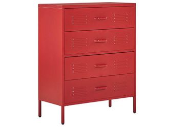 Beliani C&oacute;moda metal rojo