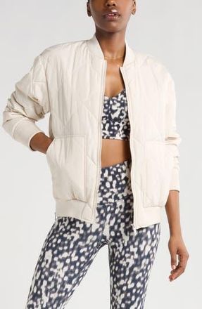 Zella Quilted Aviator Jacket in Grey Moonbeam at Nordstrom Rack, Size Medium