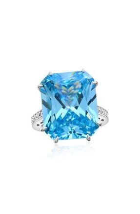 Suzy Levian Gala Firework Cubic Zirconia Engagement Ring in Aqua at Nordstrom Rack, Size 9