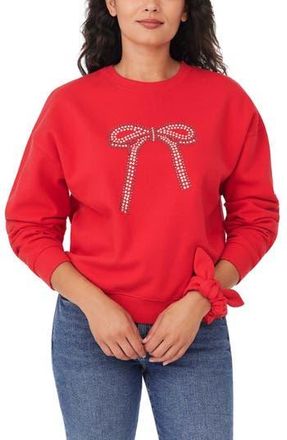 Kensie Bow Embellished Sweatshirt & Scrunchie Set in Crimson Bow at Nordstrom Rack, Size X-Large