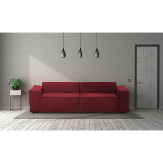 Talamo Italia Talamo Italia - Sof&aacute; Fijo Simona, Sof&aacute; Modular Lineal De 3 Plazas, 100% Made In Italy, Sof&aacute; De Sal&oacute;n Moderno En Tela., Cm 260x95h70, Rojo, Con Embalaj