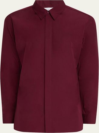 Gabriela Hearst Mens Nicolas Cotton Concealed-Placket Sport Shirt