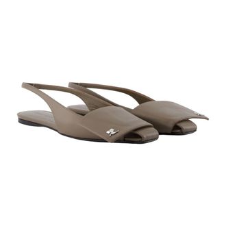 Courr&egrave;ges Womens Fold Sandal Brown Calfskin