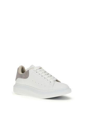 Alexander McQueen Mens Oversized Sneakers With Suede Heel Tab White-Grey White/grey