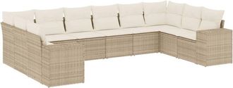 vidaXL Juego De Sof&aacute;s Jard&iacute;n Con Cojines Beige 10 Pzas Rat&aacute;n Sint&eacute;tico Vidaxl