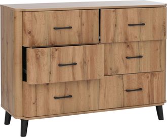 Hhg [nunca Usado] C&oacute;moda Hhg-772, Aparador, 6 Cajones, 86 X 120 X 40 Cm, Acabado Roble Wotan