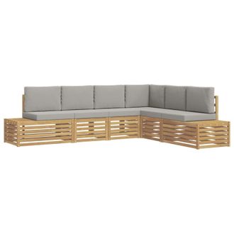 vidaXL Conjunto De Sof&aacute;s De Exterior 6 Pieza Blanco Y Gris Claro Vidaxl
