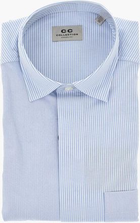 Corneliani CC COLLECTION Poplin Shirt with Striped Pattern and Chest Po size 38