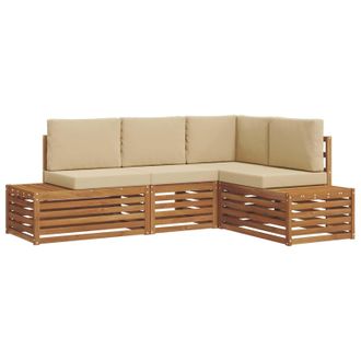 vidaXL Conjunto De Sof&aacute;s De Exterior Con Coj&iacute;n 4 Pieza Natural Y Beige Vidaxl