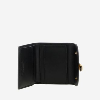 Pinko Womens Leather Wallet With Pinko Logo Black & Purses