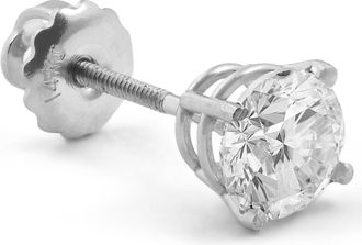 Pompeii3 1/3ct Diamond Screw Back 14k White Gold Single Stud Earring