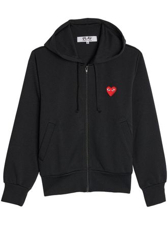 Comme Des Garçons logo-patch zipped hoodie - Black
