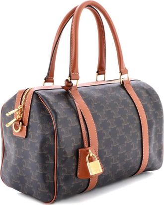 Celine Boston Bag Triomphe Coated Canvas Medium shoulder bag - Marrone