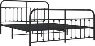 vidaXL Estructura cama sin colchón con estribo metal negro 180x200 cm Vidaxl