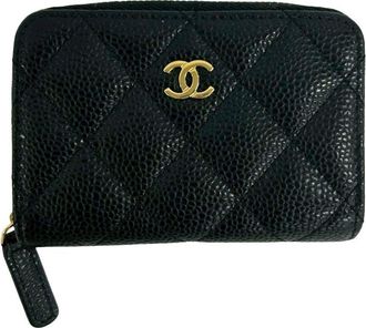 Chanel Black Grained Calfskin Coin Purse/Coin Case (Pre-Owned)