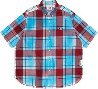 Aape By A Bathing Ape logo-appliqué plaid shirt - men - Cotton - L - Red