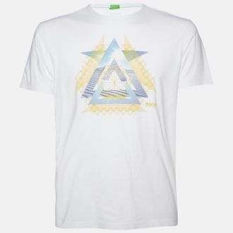 HUGO BOSS Boss By Hugo Boss White Printed Cotton Modern Fit T-Shirt