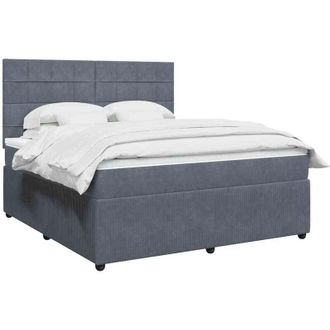 vidaXL Vidaxl - Cama Box Spring Con Colch&oacute;n Terciopelo Gris Oscuro 180x200 Cm