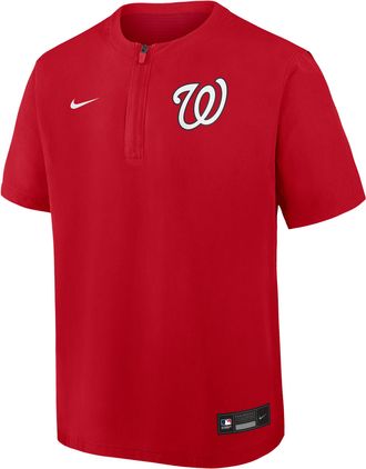 Nike Washington Nationals Authentic Collection Nike Mens Dri-FIT MLB 1/4-Zip Short-Sleeve Windshirt in Red | 04HF313YWTL-Q9T