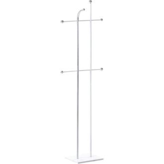 Beliani Coat Rack Silver Steel Metal 162 cm Freestanding Clothes Stand 6 Hooks Modern Hallway ODHILL