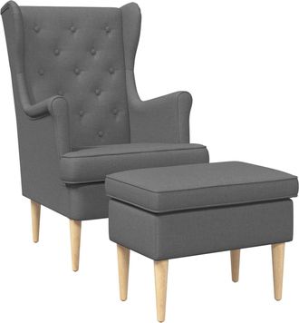 vidaXL Sill&oacute;n Con Pouf 2 Uds. Gris Oscuro Tela Vidaxl