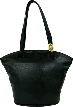 Dior Black Leather Handbag Shoulder Bag Tote Bag (Pre-Owned)
