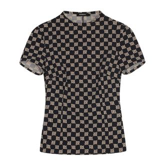 Misbhv Misbhv, Tops, Dames, Zwart, L, Monogram All-Over Zwarte T-Shirt