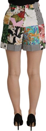 Dolce & Gabbana Womens Multicolor High Waist Hot Pants Shorts Cotton