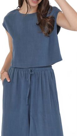Sadie & Sage Sugarloaf Linen Top In Indigo