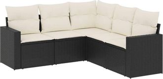 vidaXL Vidaxl - Set De Muebles De Jard&iacute;n 5 Pzas Y Cojines Rat&aacute;n Sint&eacute;tico Negro