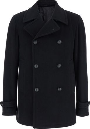 Tagliatore Black Double-Breasted Coat