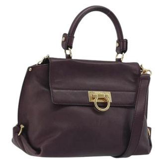 Ferragamo Pre-owned Hand Bag - Dames - Pre-owned - Paars - Maat: ONE Size Leer