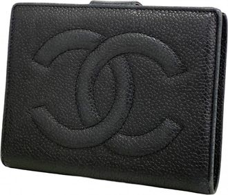 Chanel Black Grained Calfskin Wallet (Bi-Fold) (Pre-Owned)