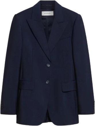 Sportmax Single-breasted Blazer - Dames - Blazers - Blauw - XS - Wol - Jassen