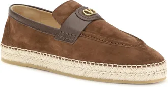 Valentino Garavani Mens Suede Espadrilles Bark Brown Flat Shoes