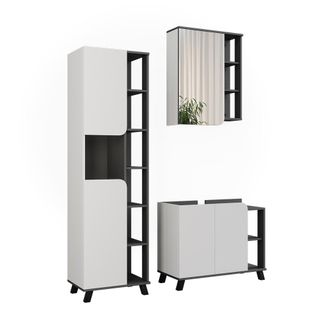 Vicco Conjunto De Muebles De Ba&ntilde;o Karen, Antracita/blanco, 3 Partes