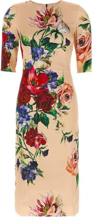 Dolce & Gabbana Midi-jurk met bloemenprint - Dames - Casual kleedjes - Veelkleurig - M - Kleedjes