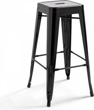 Oviala Taburete de bar de metal negro brillante