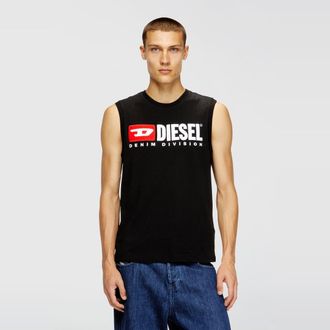 Diesel Tank top with chest logo print - T-Shirts - Man - Black