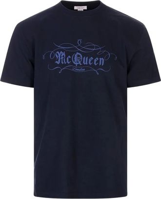Alexander McQueen T-shirt con logo - Blu