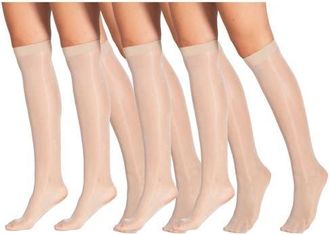 Lechery 4 Pairs of Glossy Sheer Knee-Highs in Natural at Nordstrom